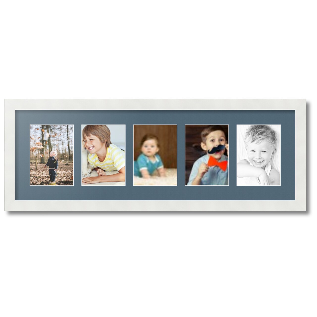 ArtToFrames Collage Photo Picture Frame with 5 - 5x7 inch Openings, Framed in White with Over 62 Mat Color Options and Plexi Glass (CSM-3966-152)